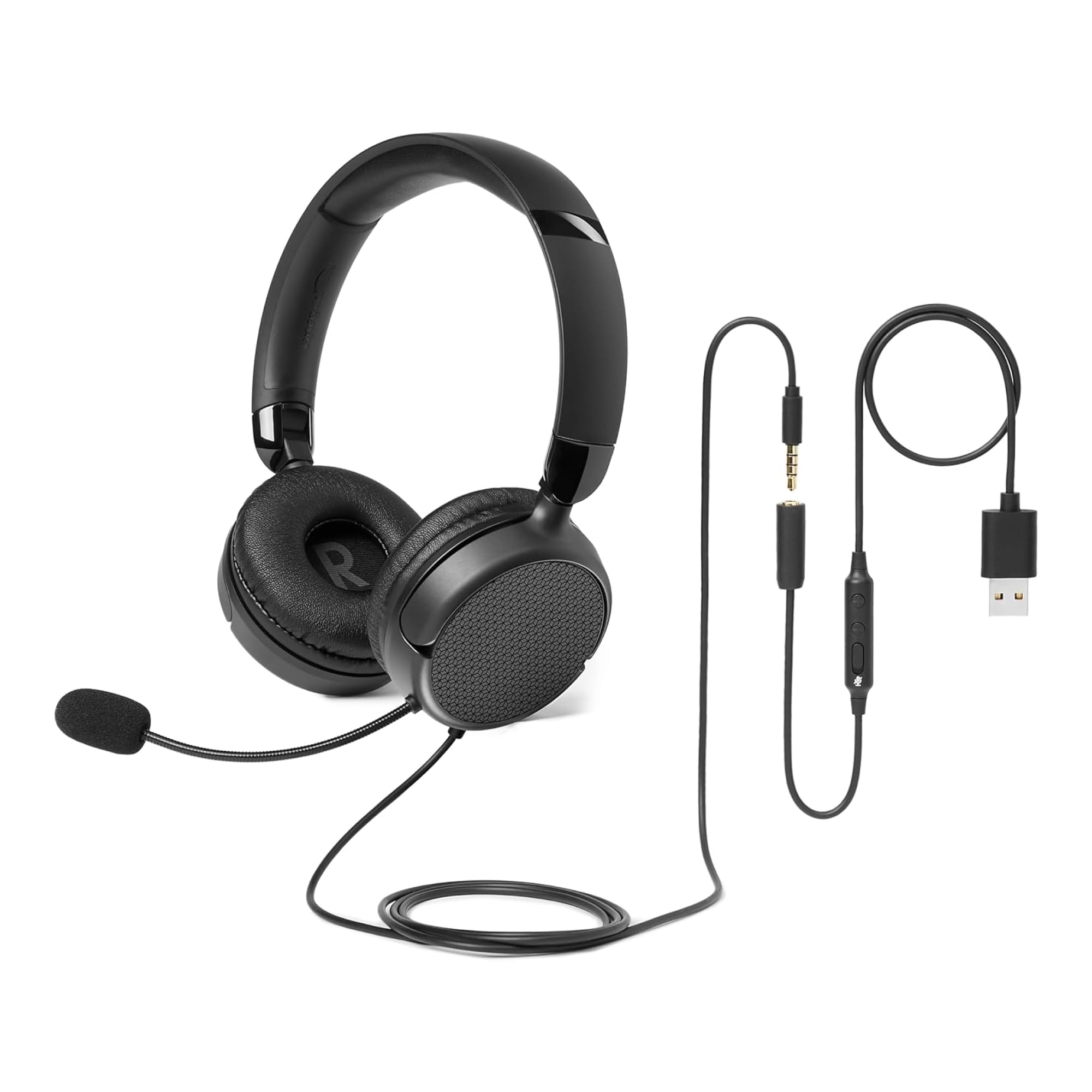 Amazon.co.jp: Amazonベーシック オンイヤー有線コンピューターヘッド